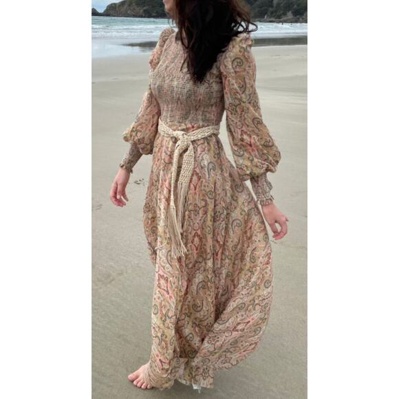 Zimmermann Freja Cut Out Dress crochet belt maxi dress ruched size Womens 2 - Picture 8 of 10